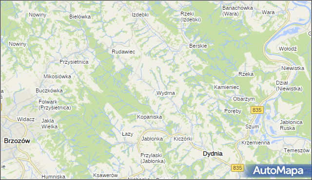 mapa Wydrna, Wydrna na mapie Targeo