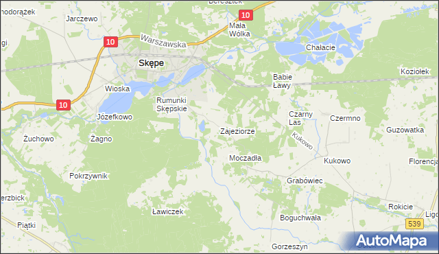 mapa Zajeziorze gmina Skępe, Zajeziorze gmina Skępe na mapie Targeo