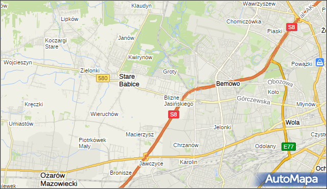 mapa Blizne Jasińskiego, Blizne Jasińskiego na mapie Targeo