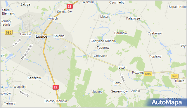 mapa Chotycze, Chotycze na mapie Targeo