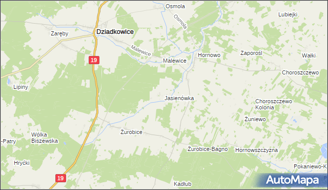 mapa Jasienówka, Jasienówka na mapie Targeo