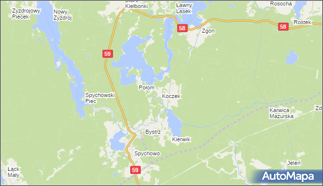 mapa Koczek, Koczek na mapie Targeo