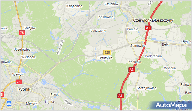 mapa Przegędza, Przegędza na mapie Targeo