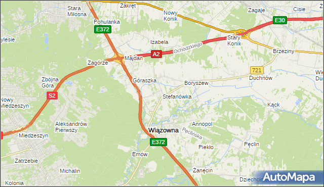 mapa Stefanówka gmina Wiązowna, Stefanówka gmina Wiązowna na mapie Targeo