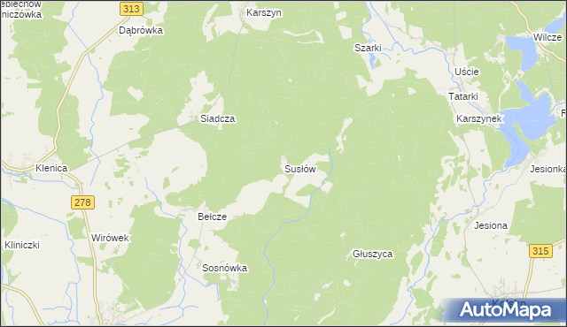 mapa Susłów, Susłów na mapie Targeo