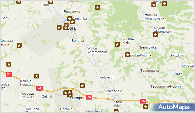 mapa Abramów gmina Goraj, Abramów gmina Goraj na mapie Targeo