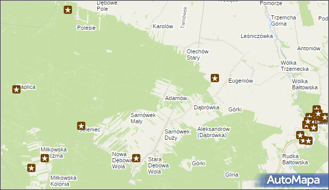 mapa Adamów gmina Sienno, Adamów gmina Sienno na mapie Targeo