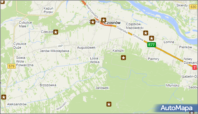 mapa Adamówek gmina Czosnów, Adamówek gmina Czosnów na mapie Targeo