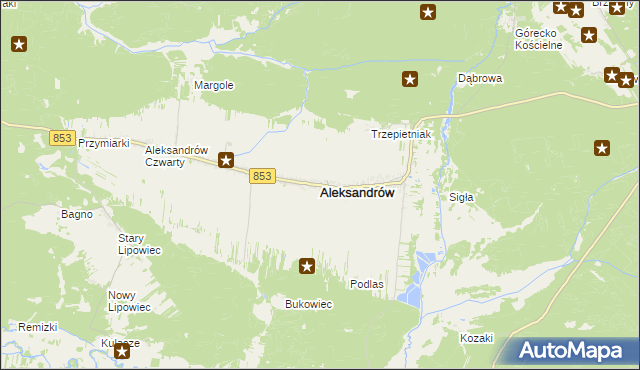 mapa Aleksandrów powiat biłgorajski, Aleksandrów powiat biłgorajski na mapie Targeo