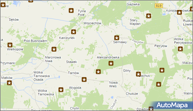 mapa Aleksandrówka gmina Sawin, Aleksandrówka gmina Sawin na mapie Targeo