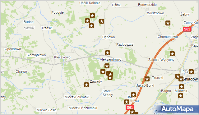 mapa Aleksandrowo gmina Troszyn, Aleksandrowo gmina Troszyn na mapie Targeo