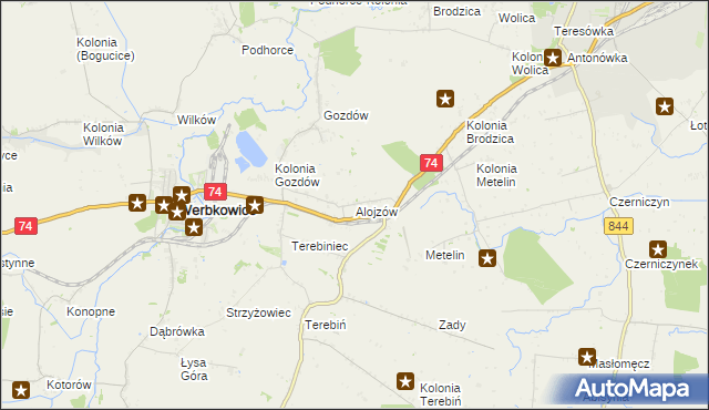 mapa Alojzów gmina Werbkowice, Alojzów gmina Werbkowice na mapie Targeo