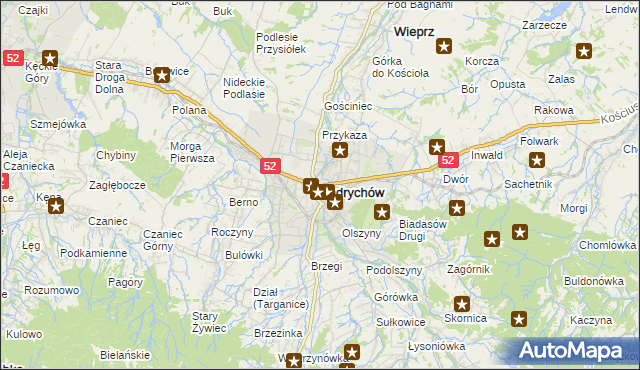 mapa Andrychów, Andrychów na mapie Targeo