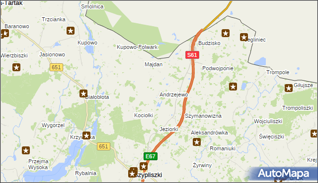 mapa Andrzejewo gmina Szypliszki, Andrzejewo gmina Szypliszki na mapie Targeo