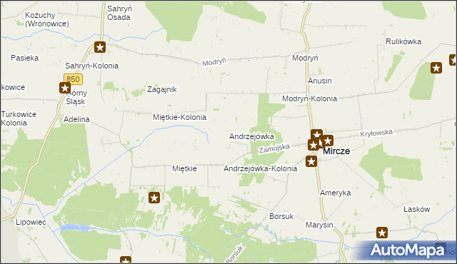 mapa Andrzejówka gmina Mircze, Andrzejówka gmina Mircze na mapie Targeo