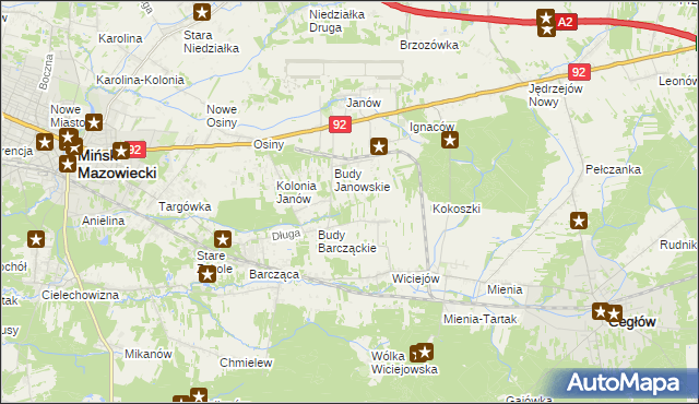 mapa Anielew gmina Mińsk Mazowiecki, Anielew gmina Mińsk Mazowiecki na mapie Targeo
