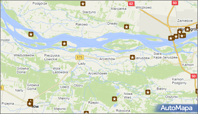 mapa Arciechów gmina Iłów, Arciechów gmina Iłów na mapie Targeo