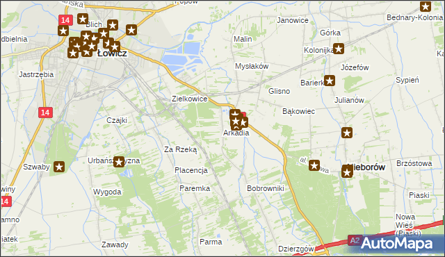 mapa Arkadia, Arkadia na mapie Targeo
