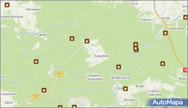 mapa Augustów gmina Pionki, Augustów gmina Pionki na mapie Targeo