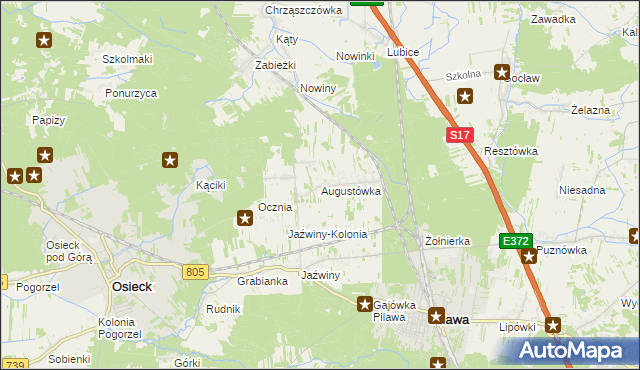 mapa Augustówka gmina Osieck, Augustówka gmina Osieck na mapie Targeo