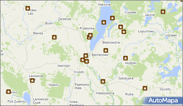 mapa Bachanowo, Bachanowo na mapie Targeo