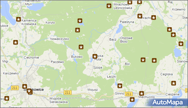 mapa Bącka Huta, Bącka Huta na mapie Targeo
