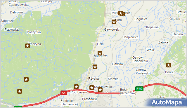 mapa Baczków gmina Bochnia, Baczków gmina Bochnia na mapie Targeo