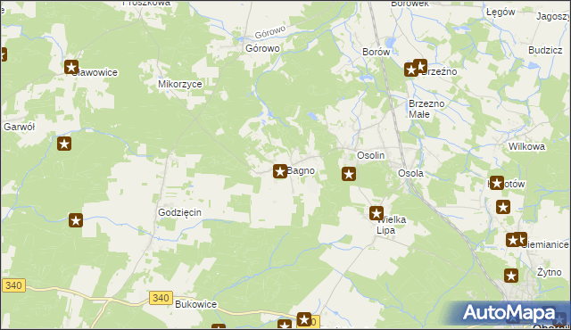 mapa Bagno gmina Oborniki Śląskie, Bagno gmina Oborniki Śląskie na mapie Targeo