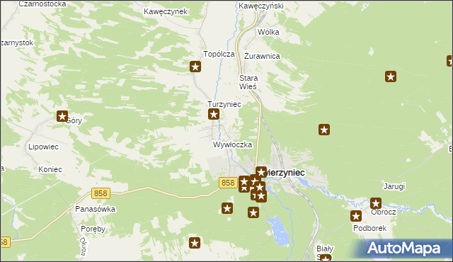 mapa Bagno gmina Zwierzyniec, Bagno gmina Zwierzyniec na mapie Targeo