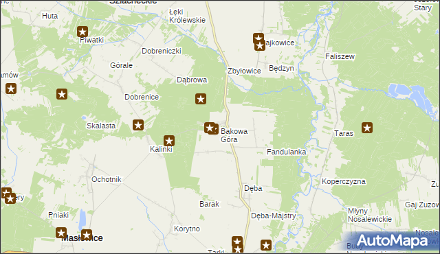 mapa Bąkowa Góra, Bąkowa Góra na mapie Targeo