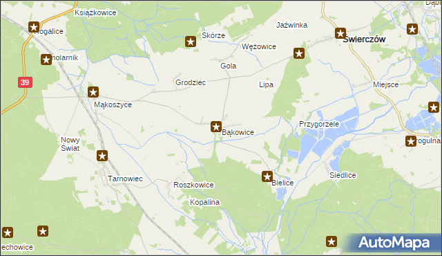 mapa Bąkowice, Bąkowice na mapie Targeo