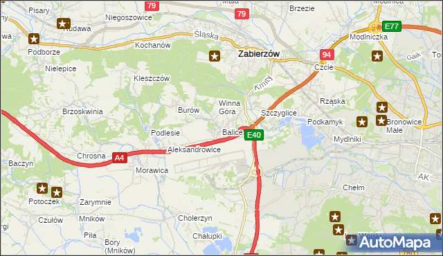 mapa Balice gmina Zabierzów, Balice gmina Zabierzów na mapie Targeo