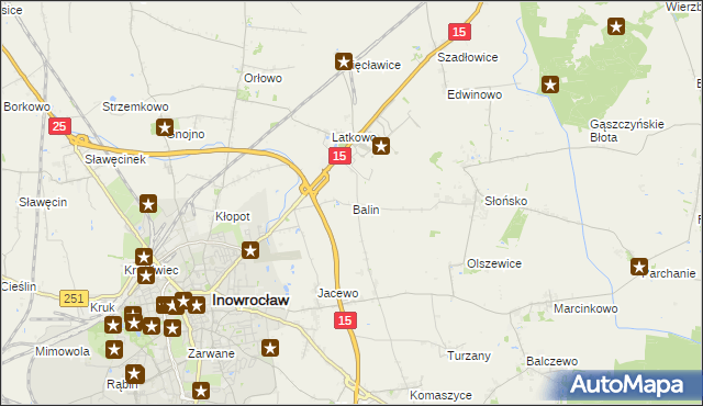 mapa Balin gmina Inowrocław, Balin gmina Inowrocław na mapie Targeo