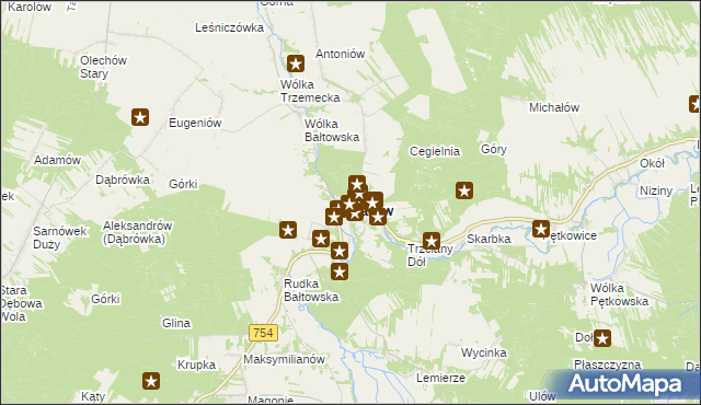 mapa Bałtów powiat ostrowiecki, Bałtów powiat ostrowiecki na mapie Targeo