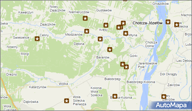 mapa Baranów gmina Chotcza, Baranów gmina Chotcza na mapie Targeo