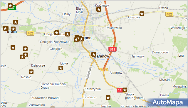 mapa Baranów powiat kępiński, Baranów powiat kępiński na mapie Targeo
