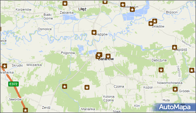 mapa Baranów powiat puławski, Baranów powiat puławski na mapie Targeo