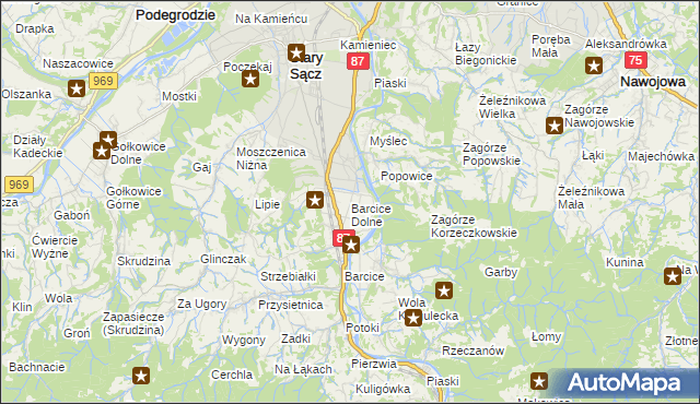 mapa Barcice Dolne, Barcice Dolne na mapie Targeo