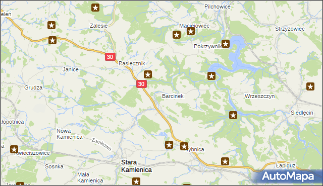 mapa Barcinek, Barcinek na mapie Targeo