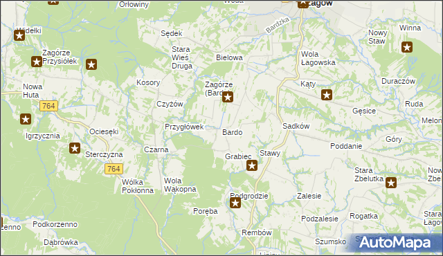 mapa Bardo gmina Raków, Bardo gmina Raków na mapie Targeo