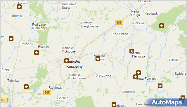 mapa Bargłów Dworny, Bargłów Dworny na mapie Targeo