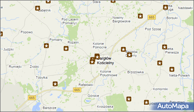 mapa Bargłów Kościelny, Bargłów Kościelny na mapie Targeo