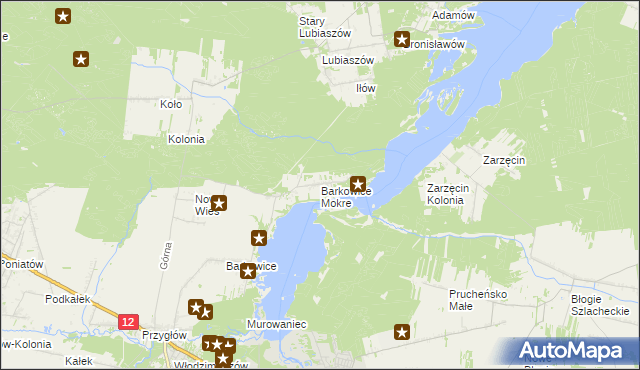 mapa Barkowice Mokre, Barkowice Mokre na mapie Targeo