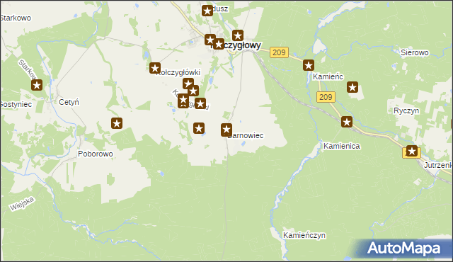 mapa Barnowiec gmina Kołczygłowy, Barnowiec gmina Kołczygłowy na mapie Targeo