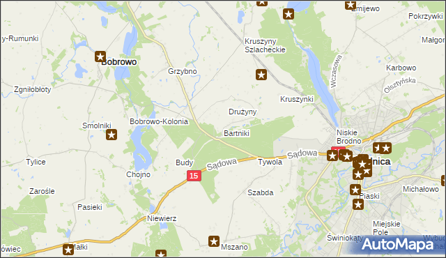 mapa Bartniki gmina Brodnica, Bartniki gmina Brodnica na mapie Targeo