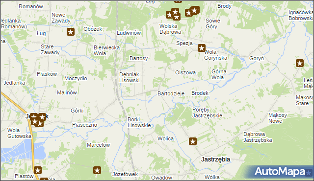 mapa Bartodzieje gmina Jastrzębia, Bartodzieje gmina Jastrzębia na mapie Targeo