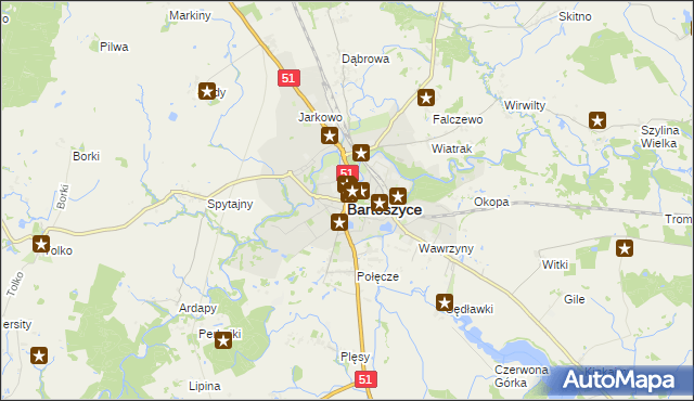 mapa Bartoszyce, Bartoszyce na mapie Targeo