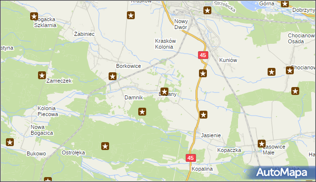 mapa Bażany, Bażany na mapie Targeo