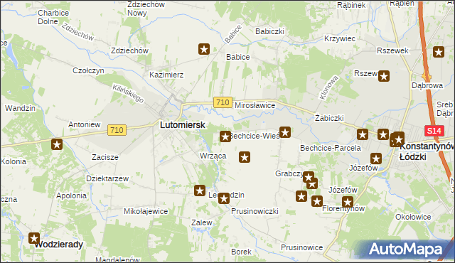 mapa Bechcice-Wieś, Bechcice-Wieś na mapie Targeo