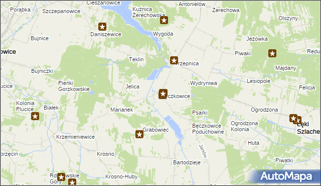 mapa Bęczkowice, Bęczkowice na mapie Targeo